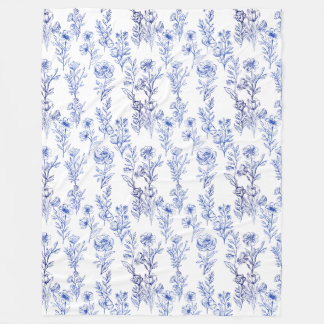 Manta Polar patrón de flor azul