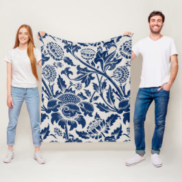 Manta Polar Patrón de flor azul vintage