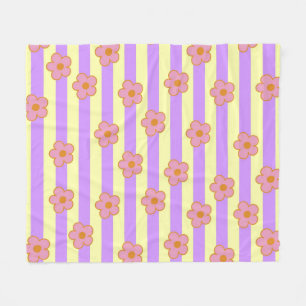 Manta Polar Patrón de flor de banda púrpura retro vintage