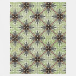 Manta Polar Patrón de flor de color verde, gris, bronce y blan