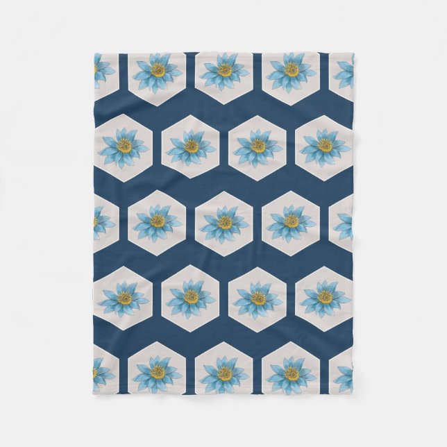 Manta Polar Patrón de flor de Lily Geométrica Japonesa (Anverso)