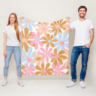 Manta Polar Patrón de flor de margarita pastel retro