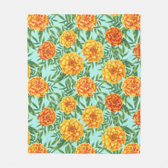Manta Polar Patrón de flor de Marigold (Anverso)