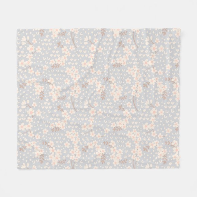 Manta Polar Patrón de flor de nomeolvides (Frente (Horizontal))