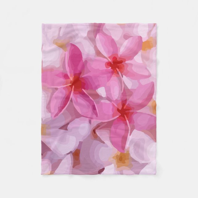 Manta Polar Patrón de flor de Plumeria Rosa (Anverso)