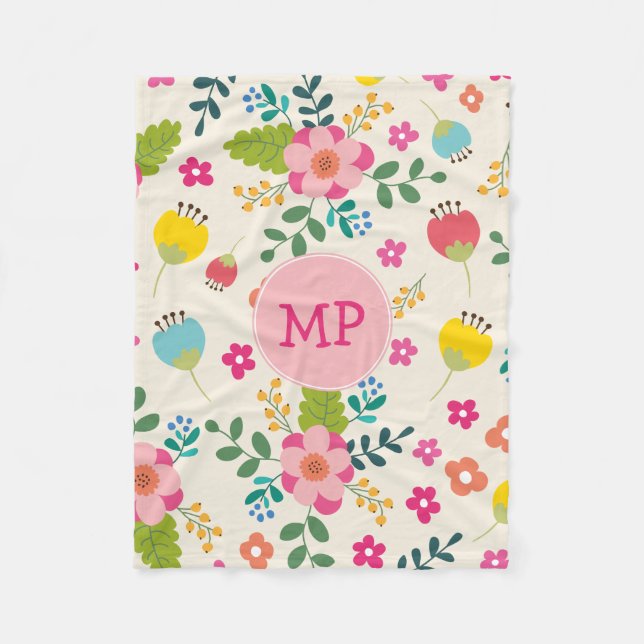 Manta Polar Patrón de flor de primavera de manantial giratorio (Anverso)