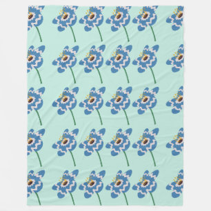 Manta Polar Patrón de flor ondulada azul