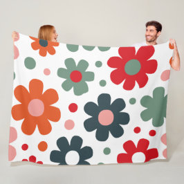 Manta Polar Patrón de flor retro lúdico