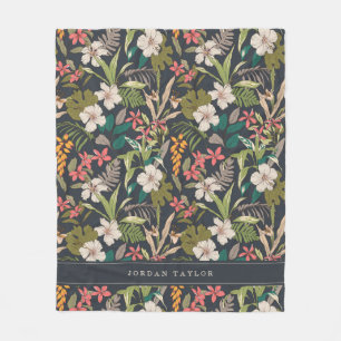 Manta Polar Patrón de flor tropical colorido