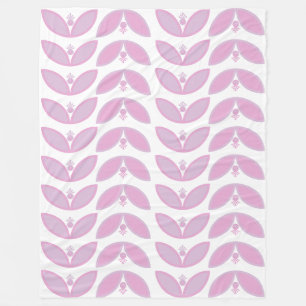Manta Polar Patrón de flores abstractas rosadas en blanco