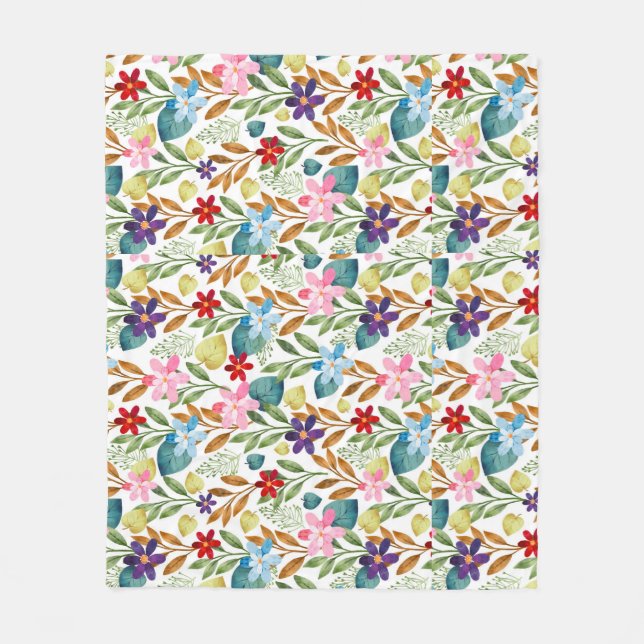 Manta Polar Patrón de flores acuáticas-67666 (Anverso)