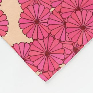 Manta Polar Patrón de flores Art Deco - rosa profundo y meloco