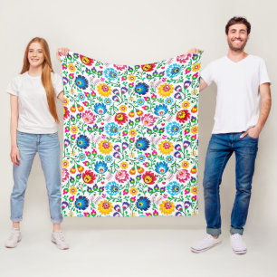 Manta Polar Patrón de flores de arte folclórico 2