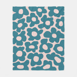 Manta Polar Patrón De Flores De Bebés Groovy Retro Rosa Y Azul