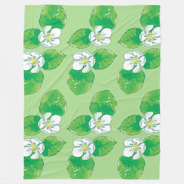 Manta Polar patrón de flores de fresa (Anverso)