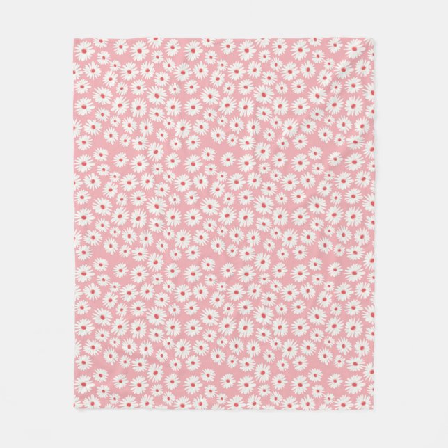Manta Polar Patrón de flores de margarita magenta rosa (Anverso)