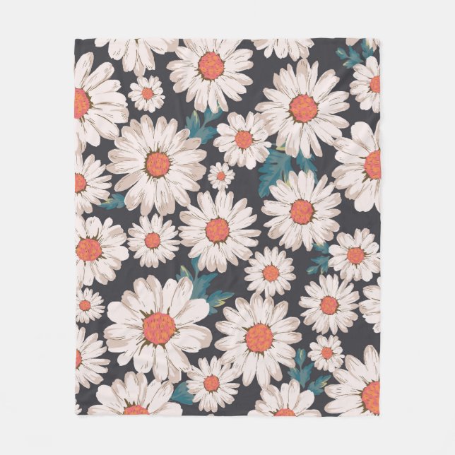 Manta Polar Patrón de flores de margarita sin flor (Anverso)