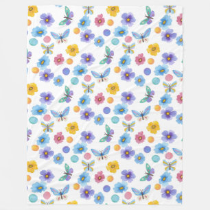 Manta Polar Patrón de flores de mariposa de los niños de acuar