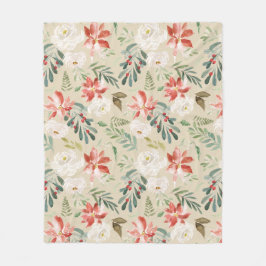 Manta Polar Patrón de flores de Navidades rústicos de colores 