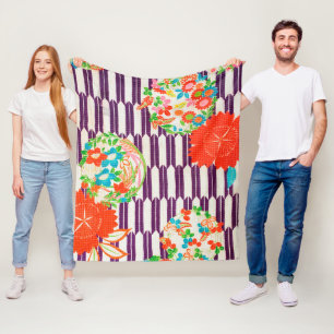 Manta Polar Patrón de flores, diseño japonés