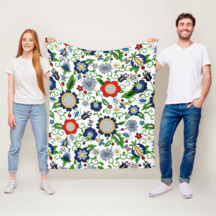 Manta Polar Patrón de flores folclóricas kasbias