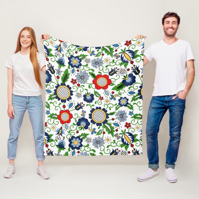 Manta Polar Patrón de flores folclóricas kasbias (In situ)