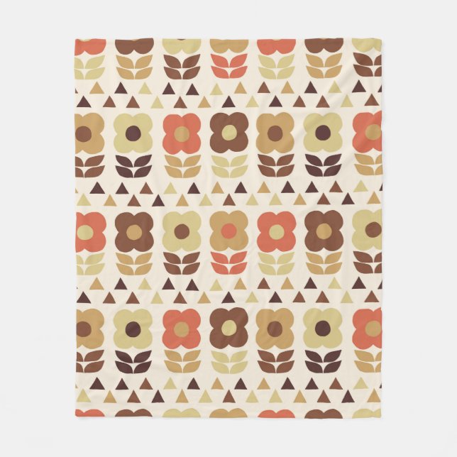 Manta Polar Patrón de flores retro (Anverso)