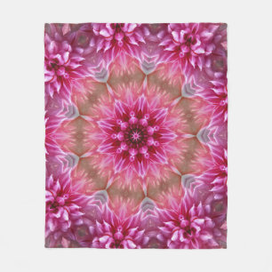 Manta Polar Patrón de flores rosadas de Mandala geométrica-675