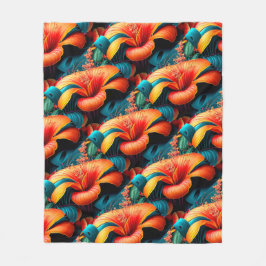 Manta Polar Patrón de flores rosadas de salmón