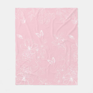 Manta Polar Patrón de flores rosadas, floral, patrón, Minimali
