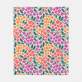 Manta Polar Patrón de flores rosadas y naranjas y rojas