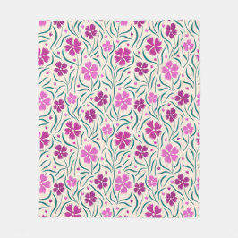Manta Polar Patrón de flores rosas y hojas verdes