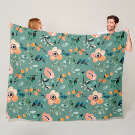 Manta Polar Patrón de flores silvestres turquesa de moda Boho 