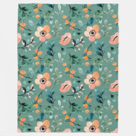 Manta Polar Patrón de flores silvestres turquesa de moda Boho 