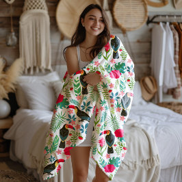 Manta Polar Patrón de flores tropicales coloridas de la toscan