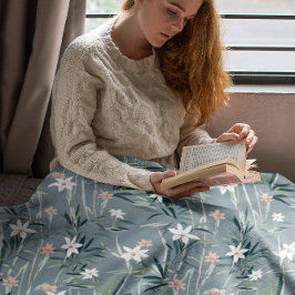 Manta Polar Patrón de flores zen botánicas japonesas