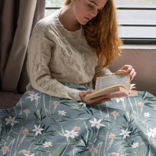 Manta Polar Patrón de flores zen botánicas japonesas