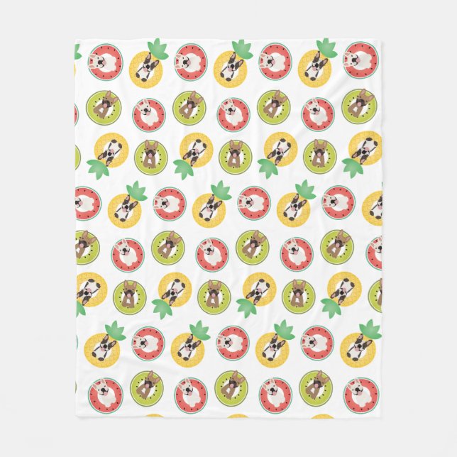 Manta Polar Patrón de flotación de Bulldoges franceses en pisc (Anverso)