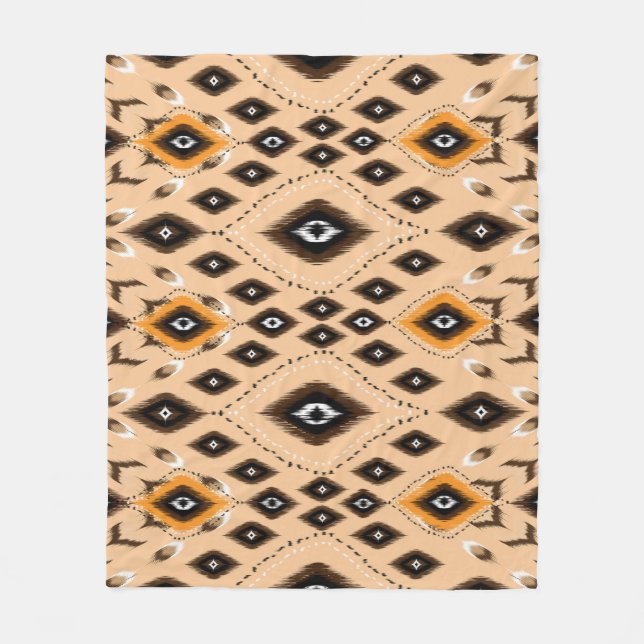 Manta Polar Patrón de folklore geométrico étnico Ikat (Anverso)