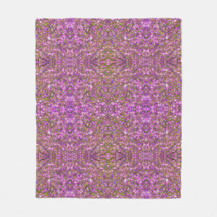 Manta Polar Patrón de follaje rosa morado y verde