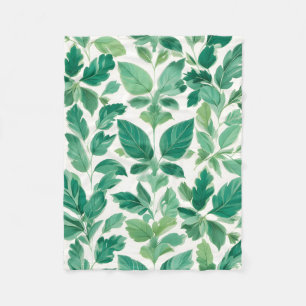 Manta Polar Patrón de follaje verde