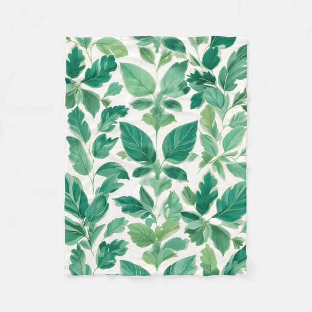Manta Polar Patrón de follaje verde (Anverso)