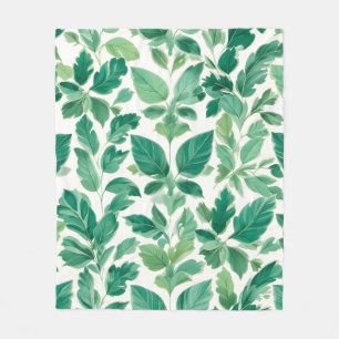 Manta Polar Patrón de follaje verde