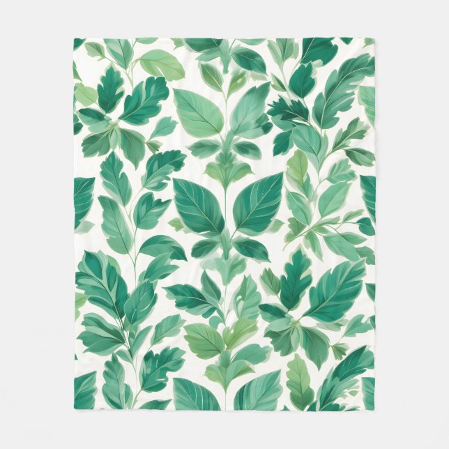 Manta Polar Patrón de follaje verde (Anverso)