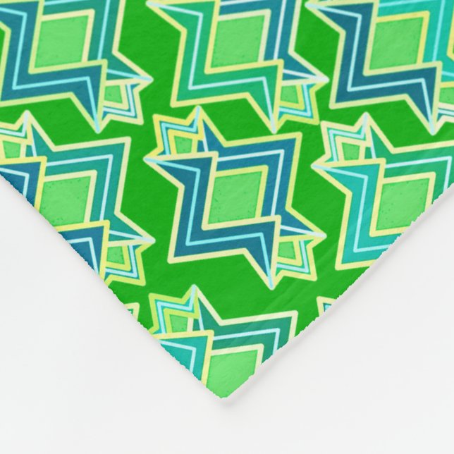 Manta Polar Patrón de fondo Art Deco, verde jade (Esquina)