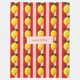 Manta Polar Patrón de franja limón personalizado Lemones amari