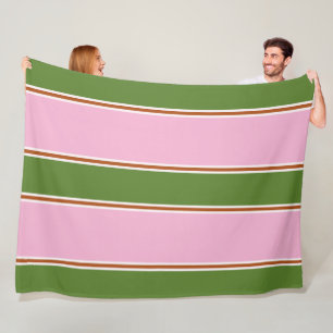 Manta Polar Patrón de franja verde rosa retro
