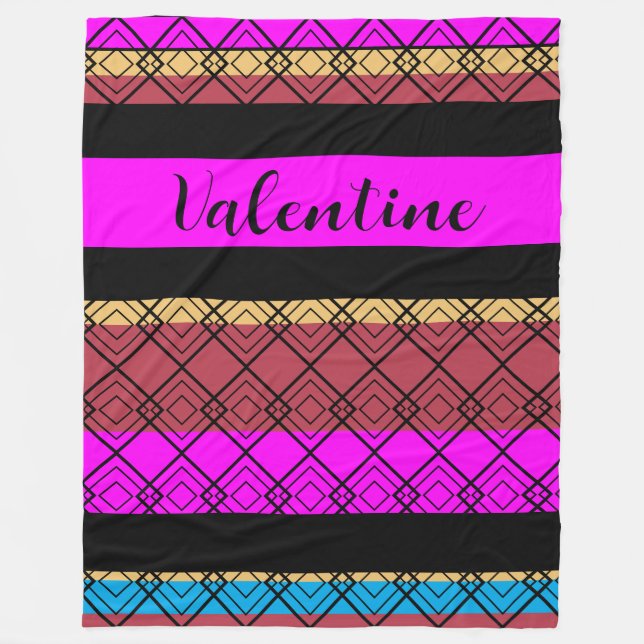Manta Polar Patrón de franjas elegantes Boho romántico Valenti (Anverso)