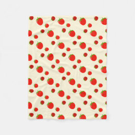 Manta Polar Patrón de fresa roja en rosa pálido
