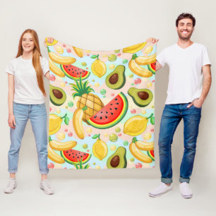 Manta Polar Patrón de frutas de verano fresco
